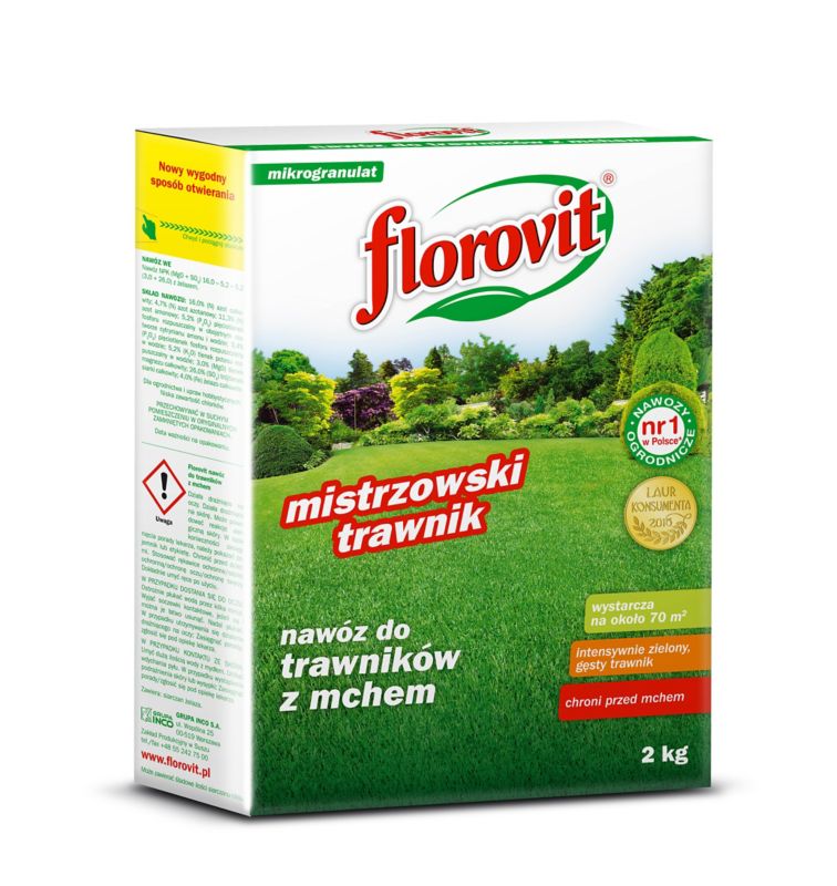 Florovit Mistrzowski trawnik 2 kg - gødning mod mos til græsplæner