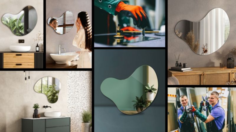 Moderne Tulup-spejl 68 x 67 til stue, 1 stk.