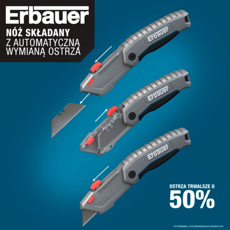 Erbauer kniv med gummigreb og segmentblad