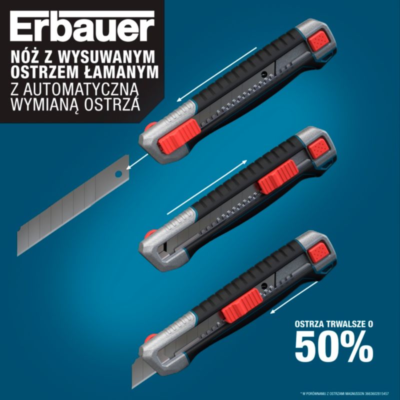 Erbauer segmentkniv med gummigreb