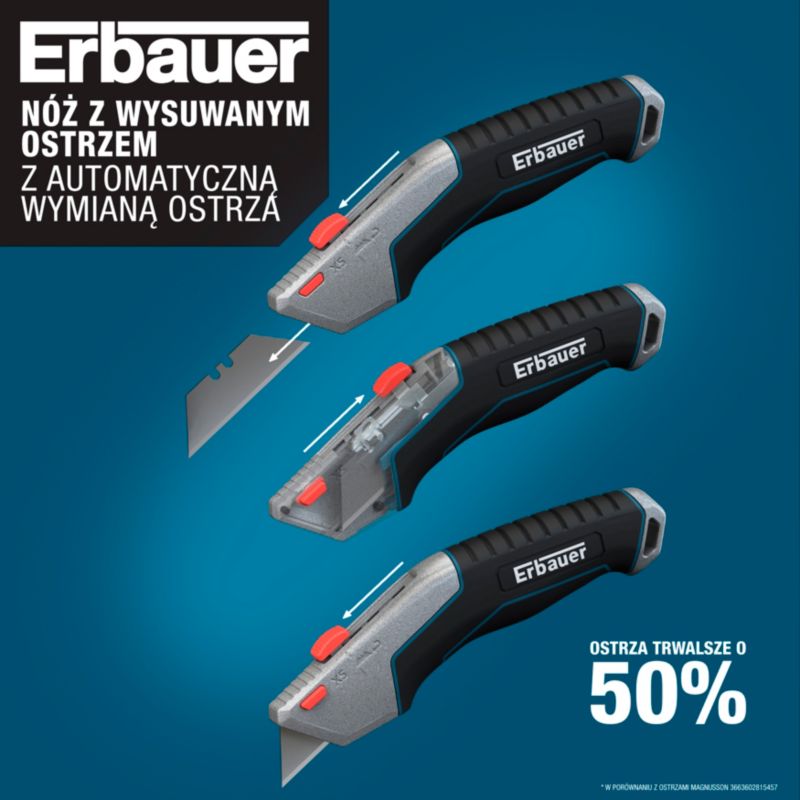 Erbauer udtrækskniv med gummigreb