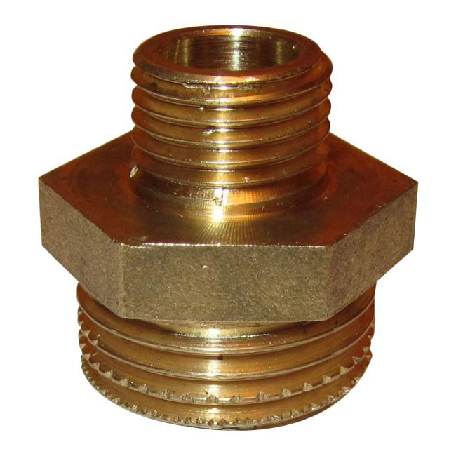 Reduktionsnippel i messing med udvendigt gevind 3/4" x 3/8"