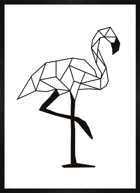 Sort flamingo billede 50 x 70 cm
