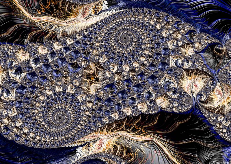 Glasspik Gold Fractal billede 80 x 120 cm