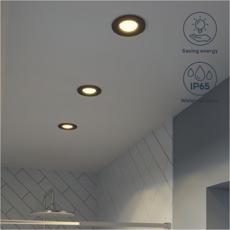 GoodHome Etana LED-indbygningsspot 345 lm 3000 K IP65 sort 3 stk.