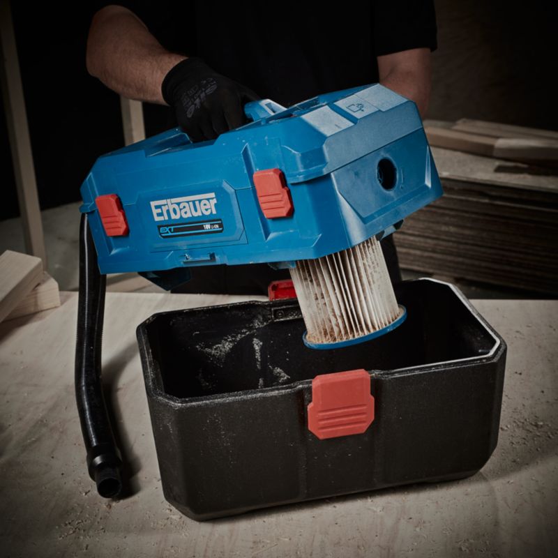 Erbauer 18 V våd- og tørstøvsuger til værksted uden batteri