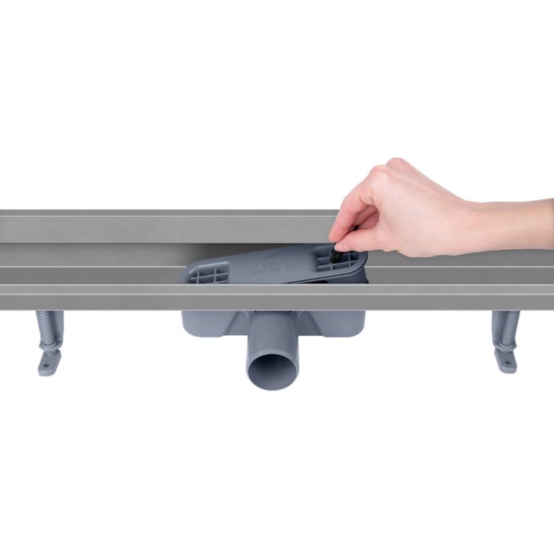 Vogi vægmonteret lineært afløb med sort rist 30 cm i rustfrit stål, 1 stk.