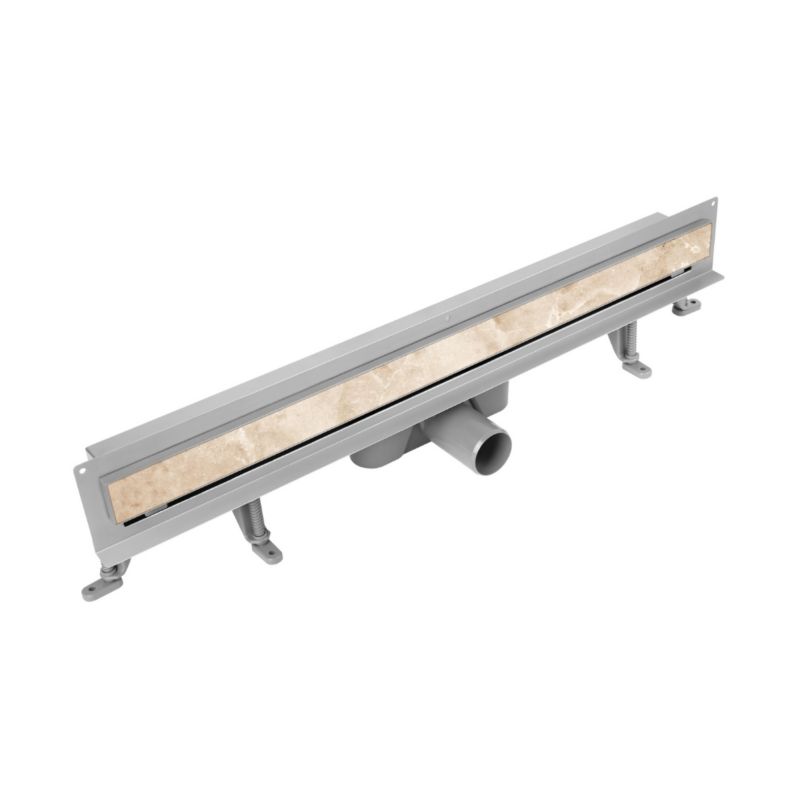 Vogi vægmonteret lineært afløb med rist til fliseindbygning 90 cm i rustfrit stål, 1 stk.