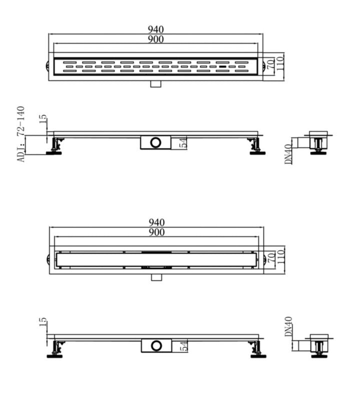 Liniært afløb til flise Granitan Entero 90 cm 1 stk.