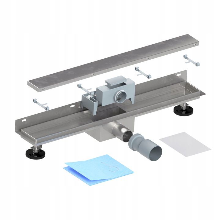 Durasan In Wall lineært bruseafløb 60 cm med metalafdækning 2-i-1 krom 1 stk.