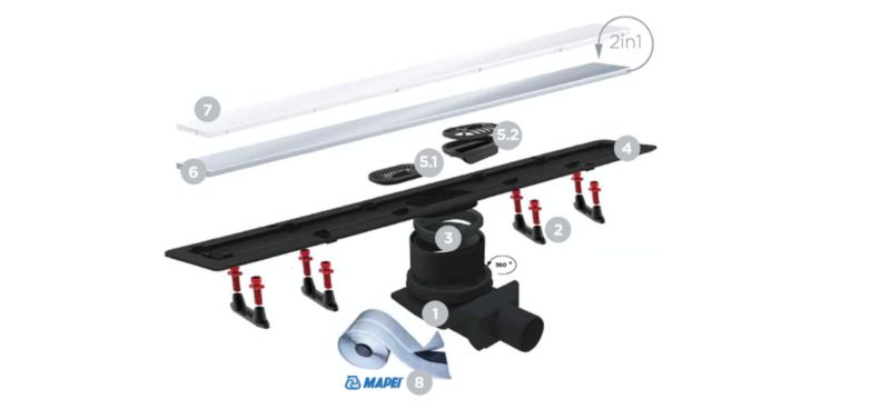 Pestan Confluo Frameless 55 cm lineært bruseafløb med metalafdækning 2-i-1 krom 1 stk.