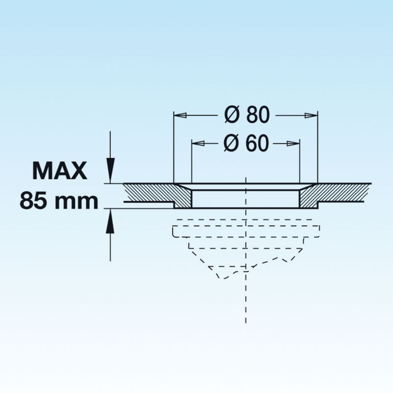 Lira vaskafløb til keramiske vaske 60 mm, 1 stk