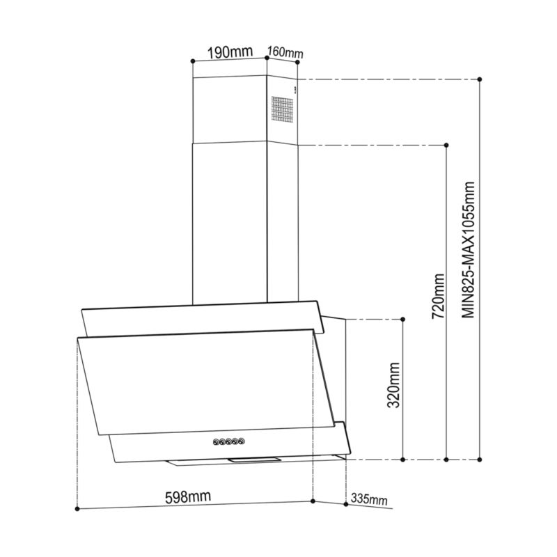 60 cm køkkenemhætte i glas