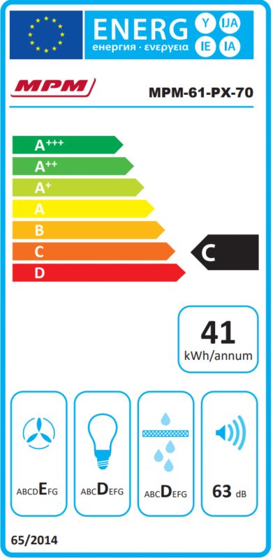 MPM 60 cm hvid underbyggede emhætte