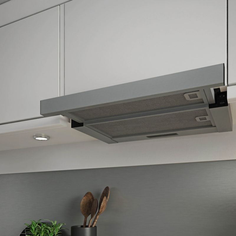 Indbygget skuffeemhætte 50 cm i rustfrit stål