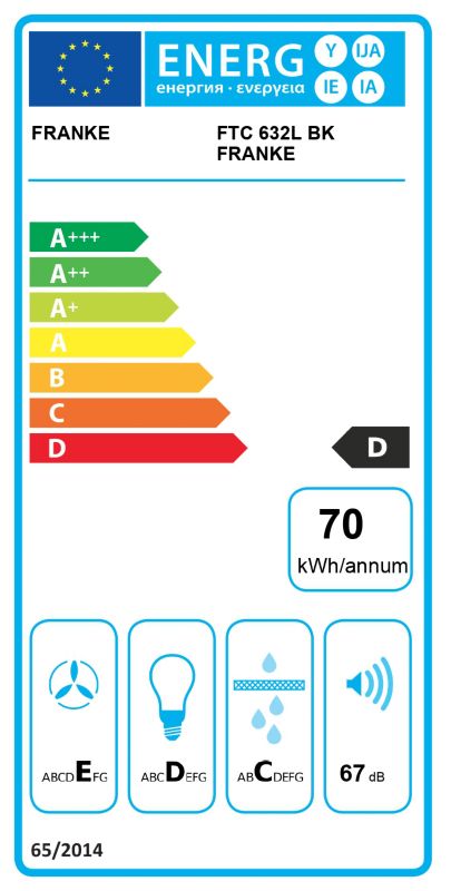 Franke FTC 632L BK teleskopisk emhætte i mat-sort finish