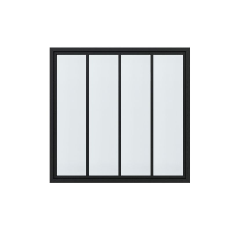 Fast GoodHome-vindue med 4 sorte industrielle paneler