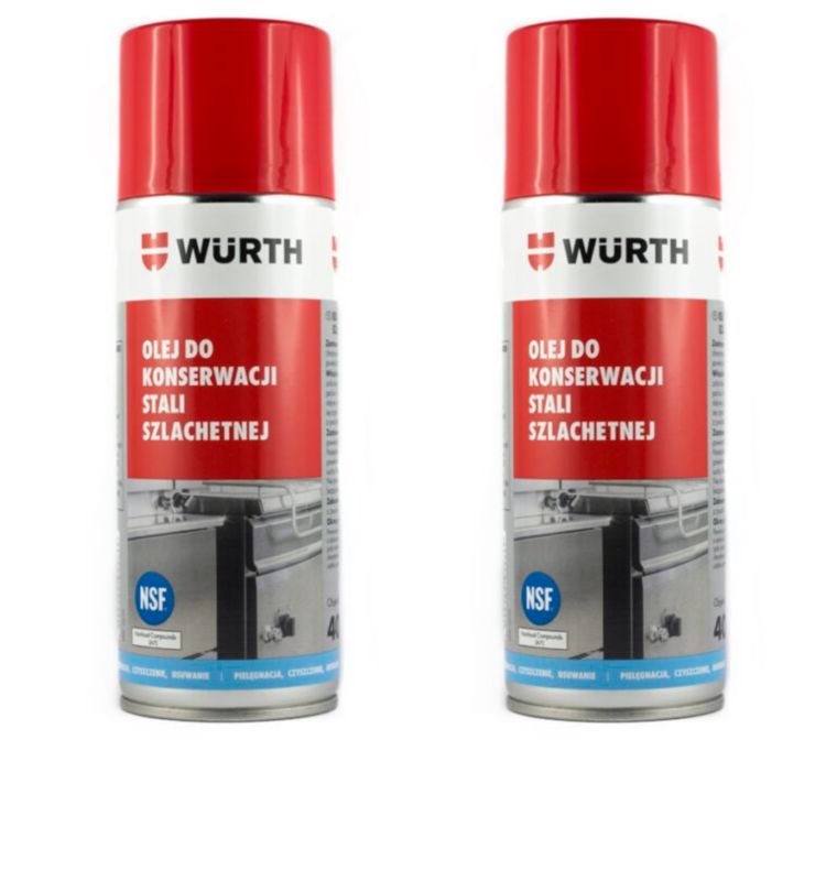 Wurth rustfrit ståloverfladeplejeolie, sæt med 2 stk.