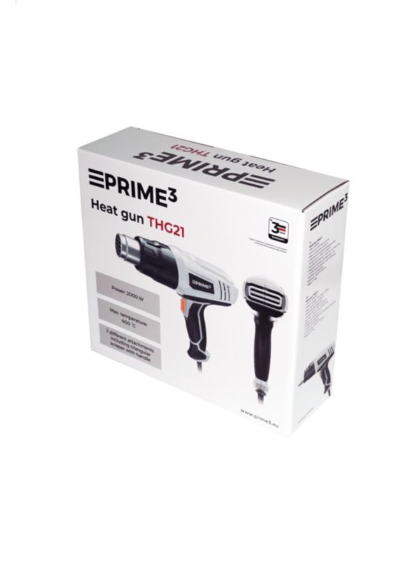 Prime3 elektrisk varmluftpistol 2000 W 600 °C THG21 1 stk.