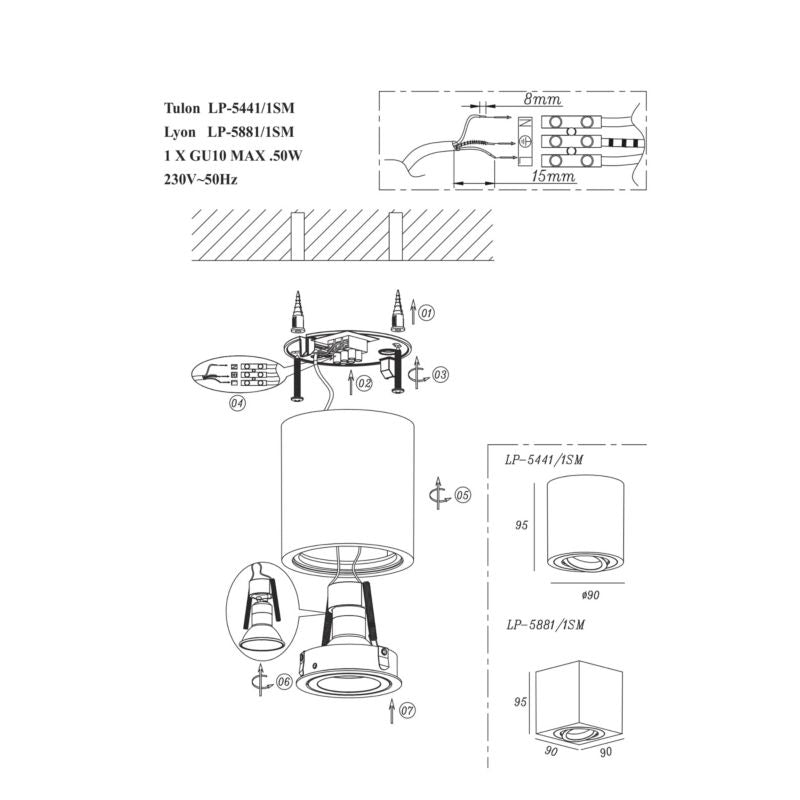 Light Prestige Tulon hvid overflademonteret lampe 1 x GU10