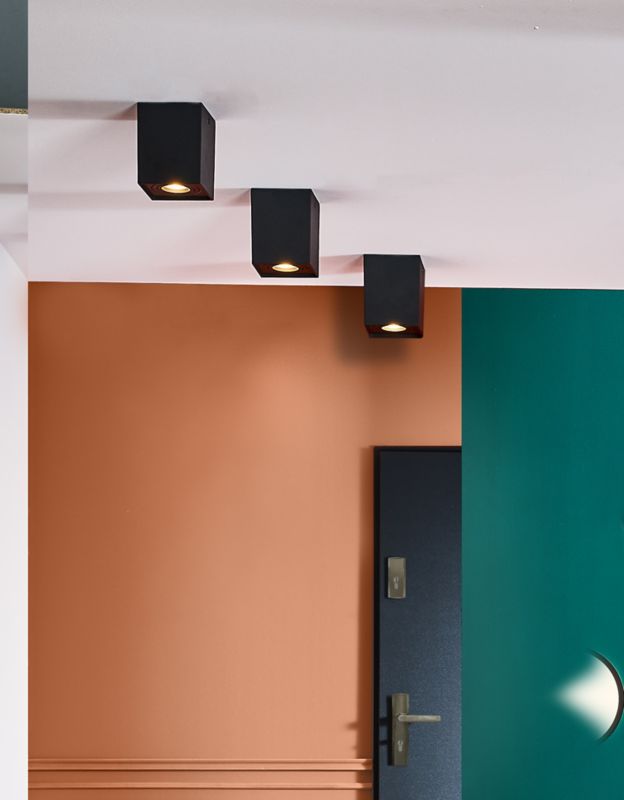 Overflademonteret lampe Polux Hadar kvadratisk 1 x 10 W GU10 mat-sort