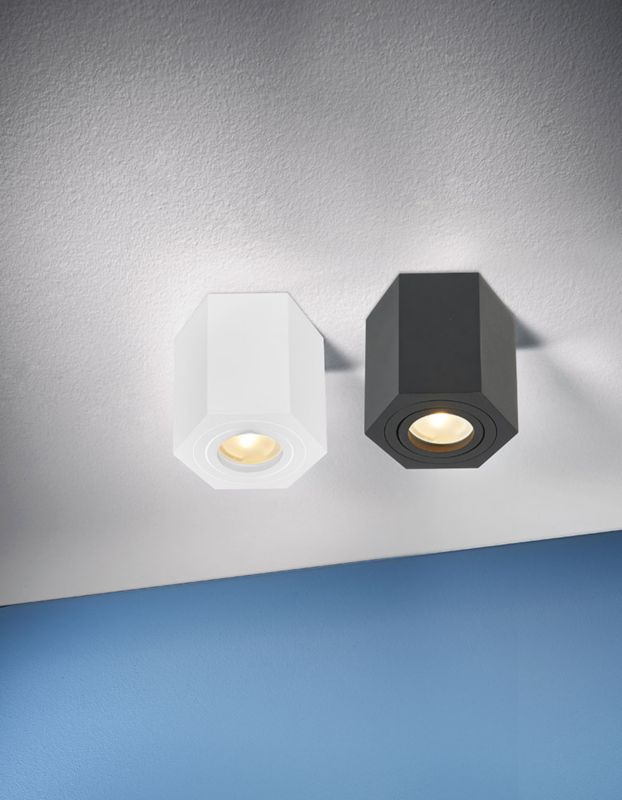Polux Hexagon overflademonteret lampe 1 x 10 W GU10 mat-sort