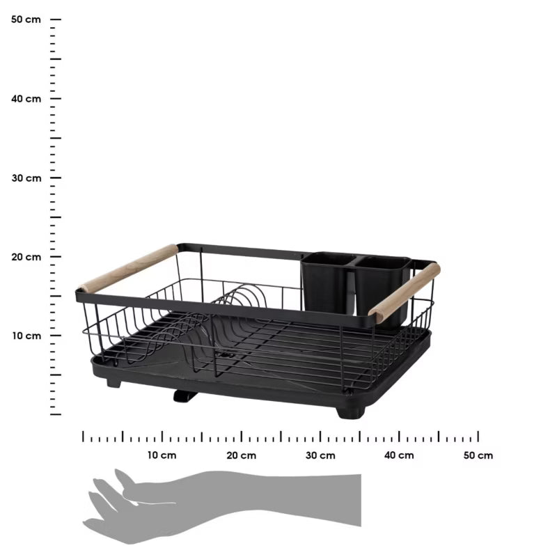 Opvaskestativ 44x32 cm Sort Metal med Afløb
