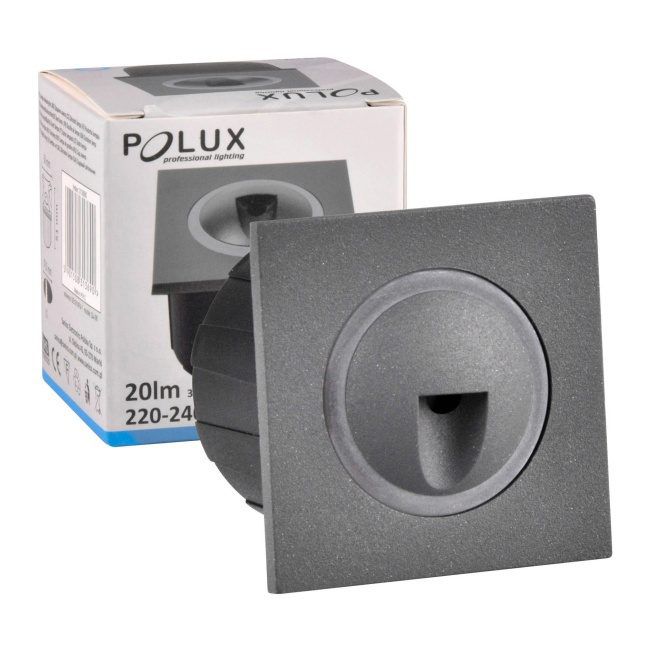 LED-trappebelysning Polux Q3 20 lm 3 W 4000 K IP44 indbygget kvadratisk grafit