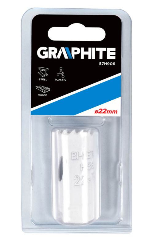 Bimetal-hulsave GRAPHITE 22 mm med progressivt tanddesign, 1 stk.