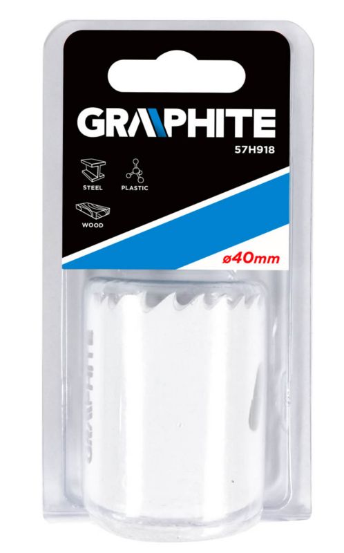 Bimetal-hulsave GRAPHITE 40 mm med progressivt tanddesign, 1 stk.