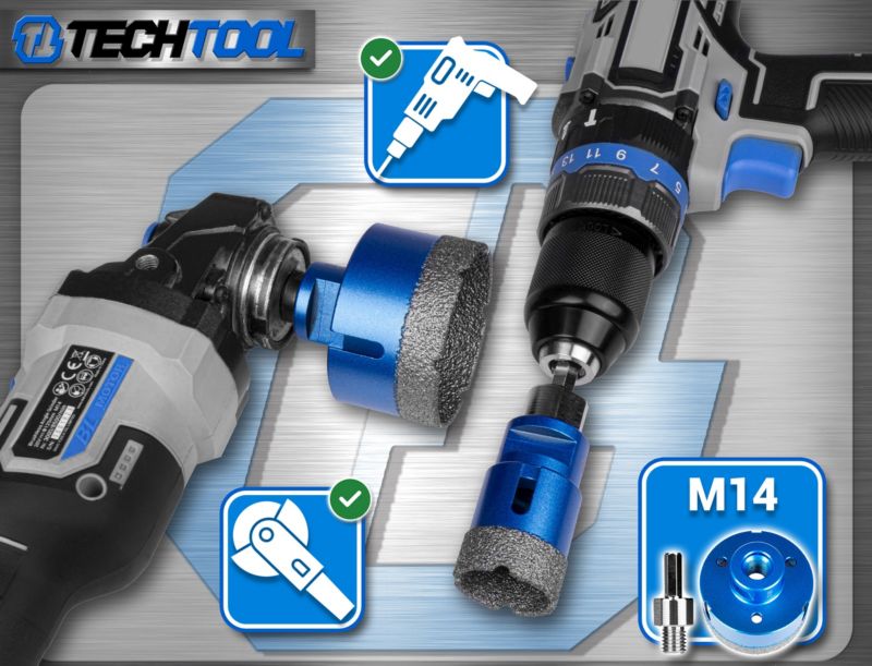 Techtool M14 diamantborkronesæt 5 stk. 6-68 mm + klinge 1 sæt