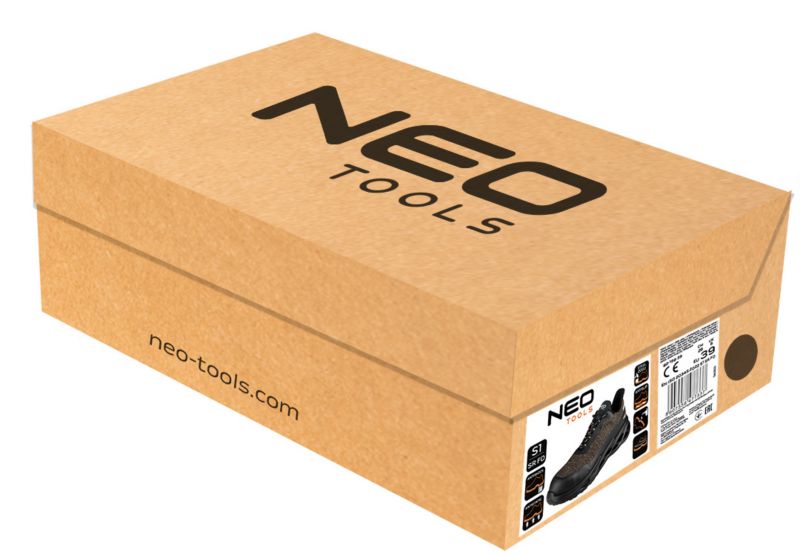 NEO TOOLS S1 SR FO sikkerhedssko med ståltåhætte, reflekterende zoner, størrelse 39, 1 par