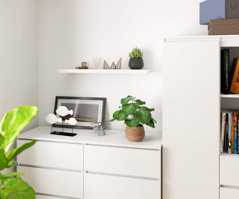 Akord PS4 hvid væghylde 80 cm, mat hvid, 80x20x3,2 cm, 1 stk.