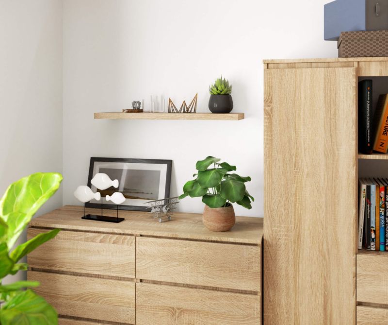 Akord PS4 væghylde i Sonoma eg 80 cm, mat Sonoma eg farve, 80x20x3,2 cm, 1 stk.