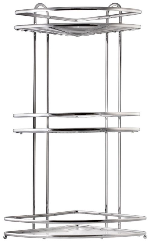 KADAX hjørnehylde til badeværelse med 3 hylder, væghængt, krom, 1 stk.