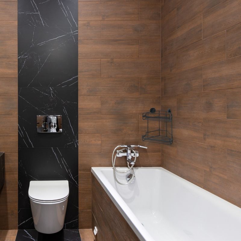 Sort hjørnehylde til badeværelse Sepio, 1 stk.