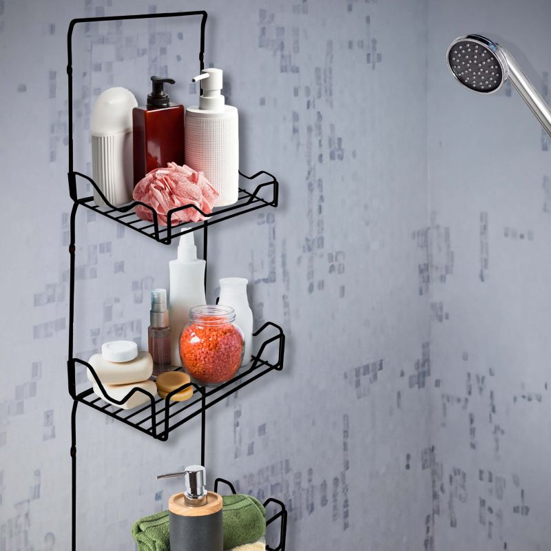 Sort ståltrådhylde til badeværelse Sepio, 1 stk.
