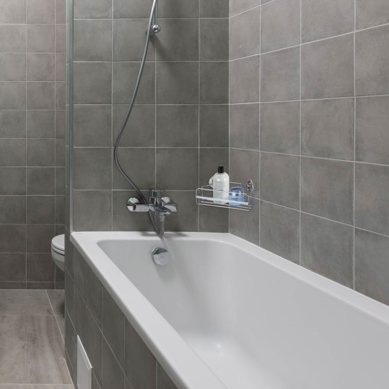 Sepio sølvfarvet hjørne-badeværelseshylde i tråd, 1 stk.