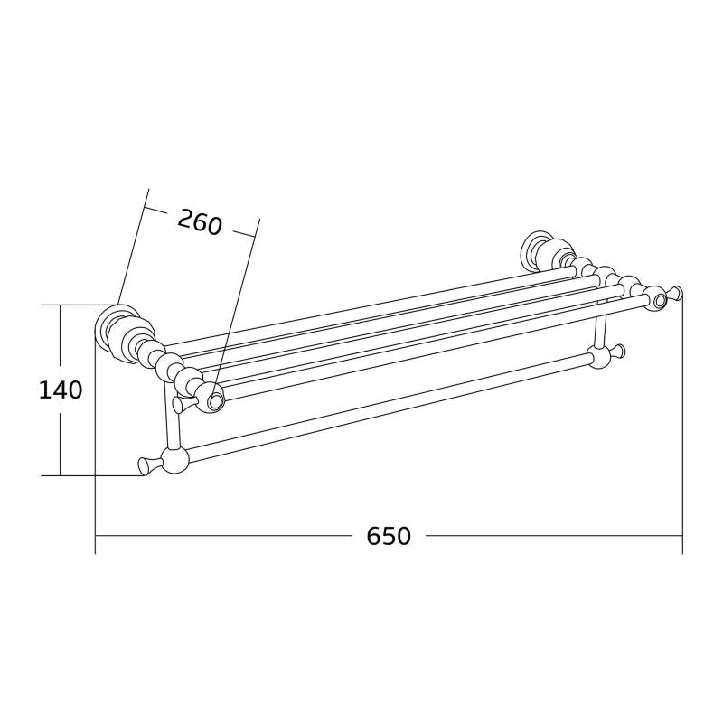 Mexen Estela håndklædehylde i guld 65 cm, 4 stk.