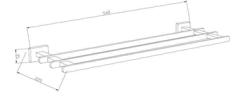Mexen Arno håndklædehylde i krom 54 x 22 cm, 3 stk.