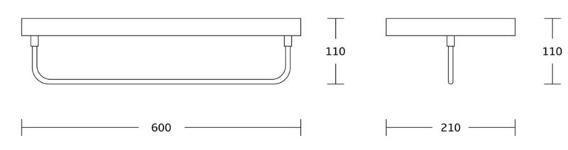 Mexen Pavo håndklædehylde sort 60 x 11 cm, 4 stk.