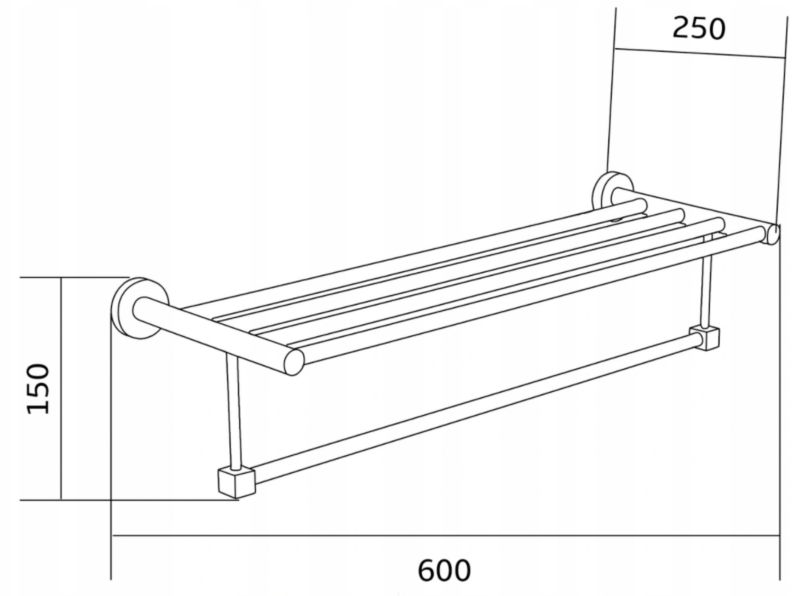 Mexen Remo håndklædehylde i krom 60 x 15 cm, 4 stk.