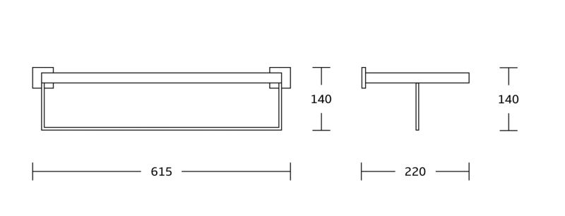 Mexen Vox håndklædehylde i guld 61,5 x 14 cm, 4 stk.