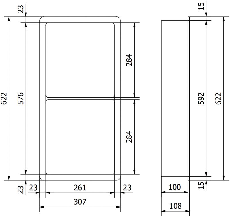 Indbygningshylde Mexen X-Wall-K hvid 62,2 x 30,7 cm 1 stk.