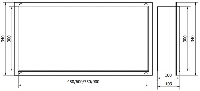 Indbygget hylde Mexen X-Wall-NR inox 90 x 30 cm 1911903010 1 stk.