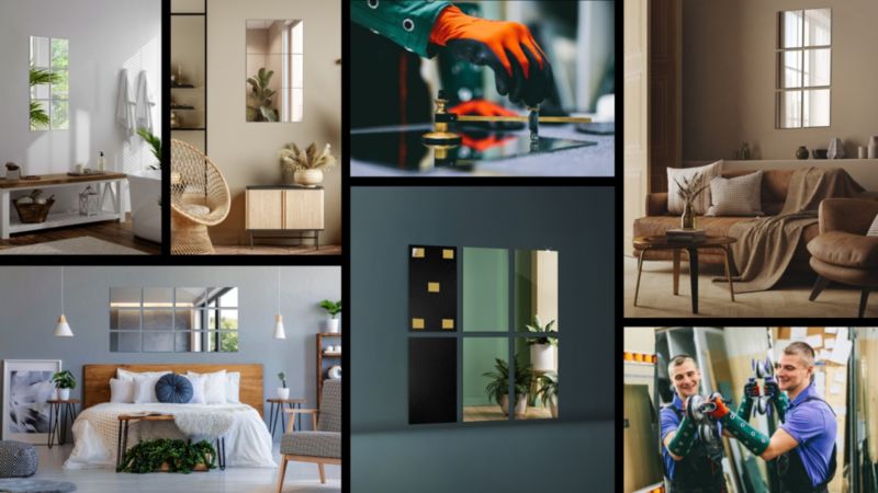 Tulup selvklæbende rektangulære spejlfliser 30 x 16 cm til væg, 6 stk.