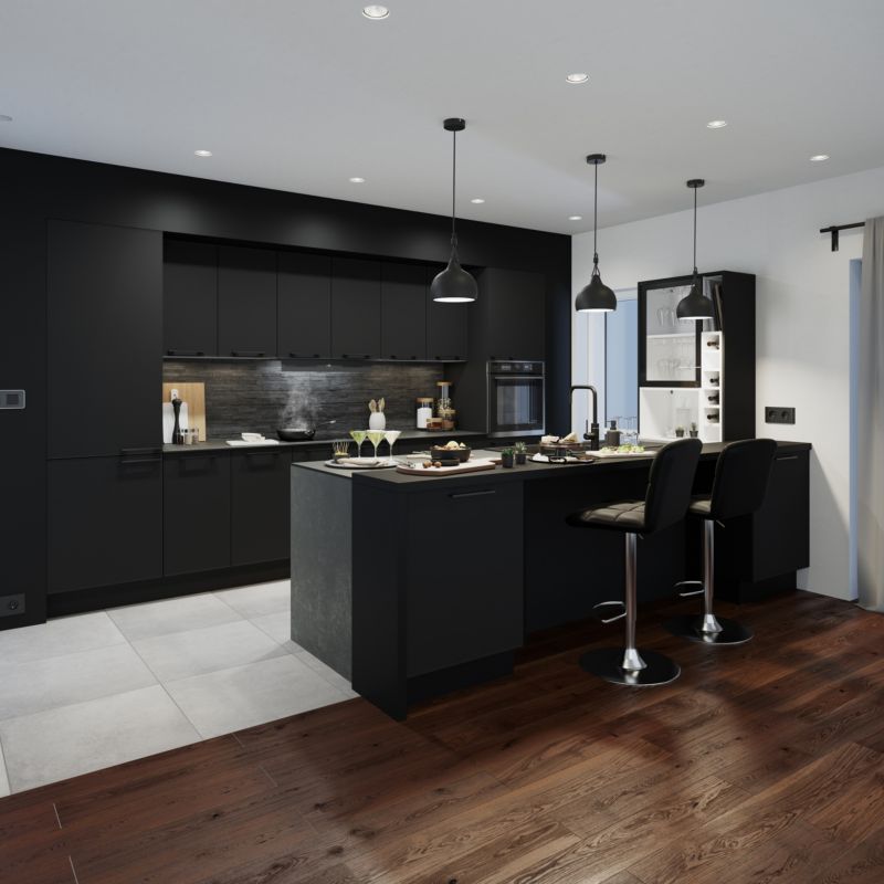 Maskeringspanel til søjleskab GoodHome Pasilla 61 x 240 cm mat-sort