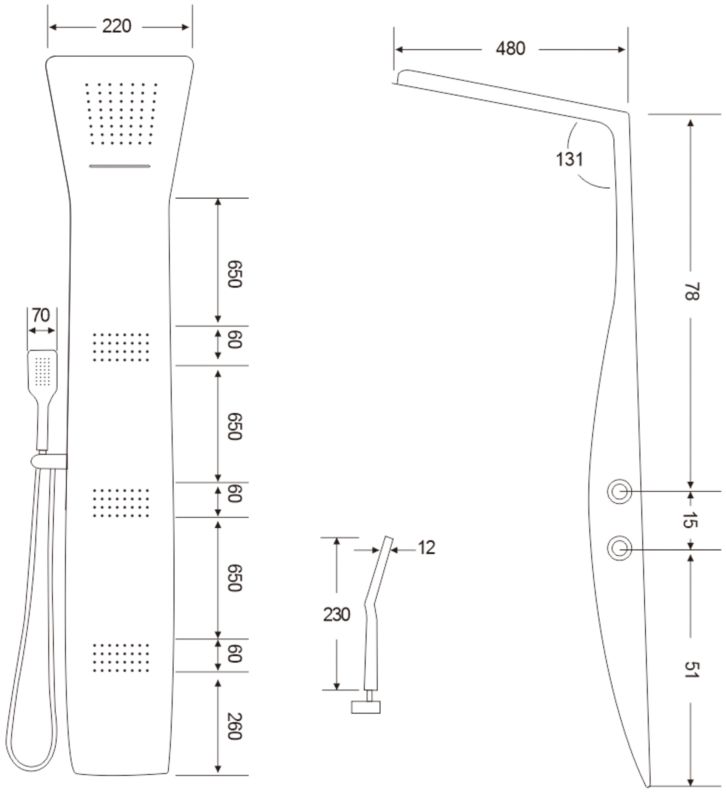 Mexen Bali brusepanel sort-hvid 1 stk.