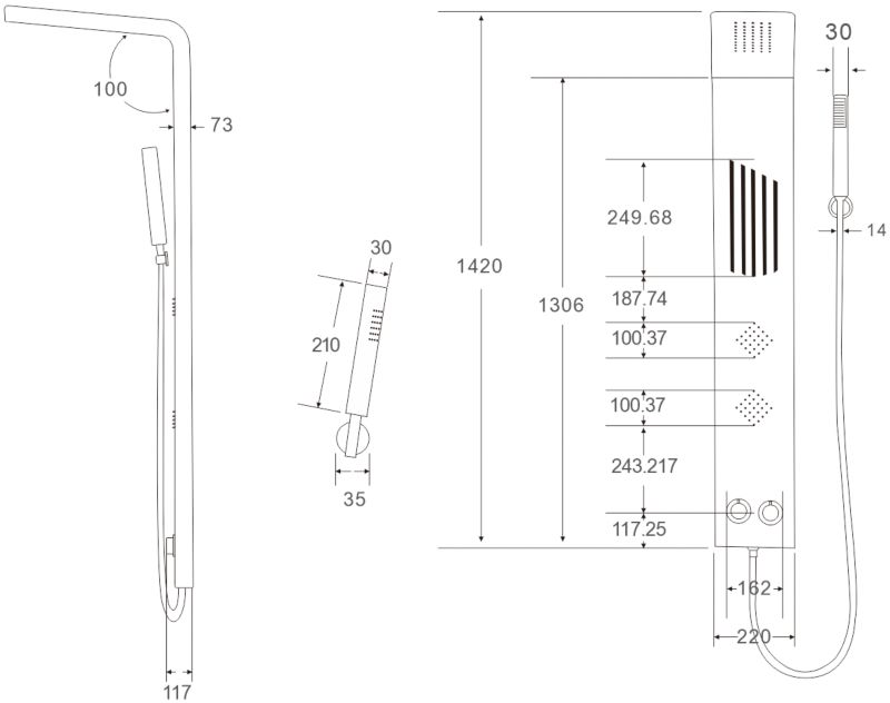 Mexen Navas sort brusepanel 1 stk.