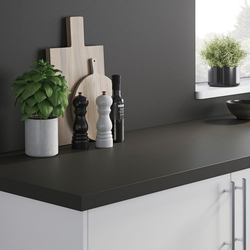 GoodHome Nepeta laminatbordpladepanel 0,3 x 60 x 200 cm i titangrå / zink